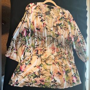 Lane Bryant Floral Blouse Lightweight Sheer
